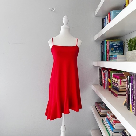 SUSANA MONACO Morello Flutter Hem coral red dress XS - Picture 1 of 10